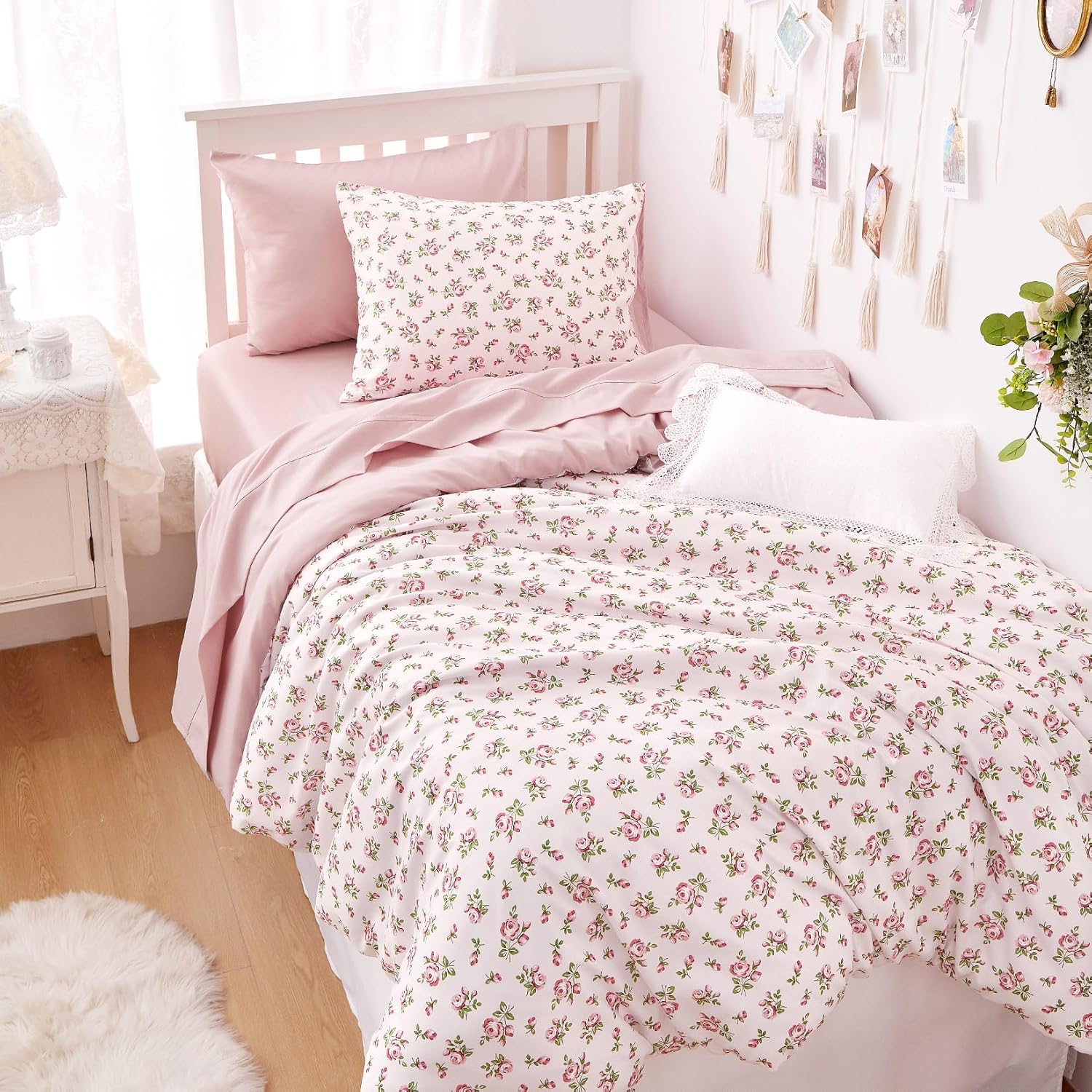 Wake In Cloud Coquette Duvet Cover Set Pink Floral