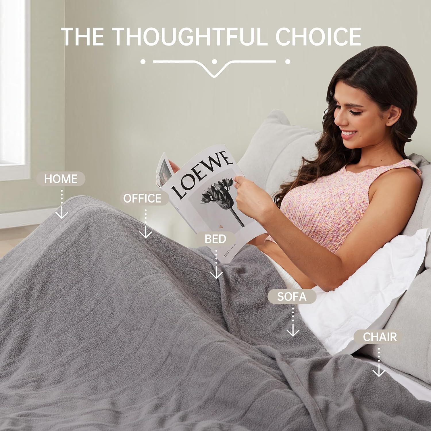 McJaw Electric Heated Blanket 72x84 Ash Grey