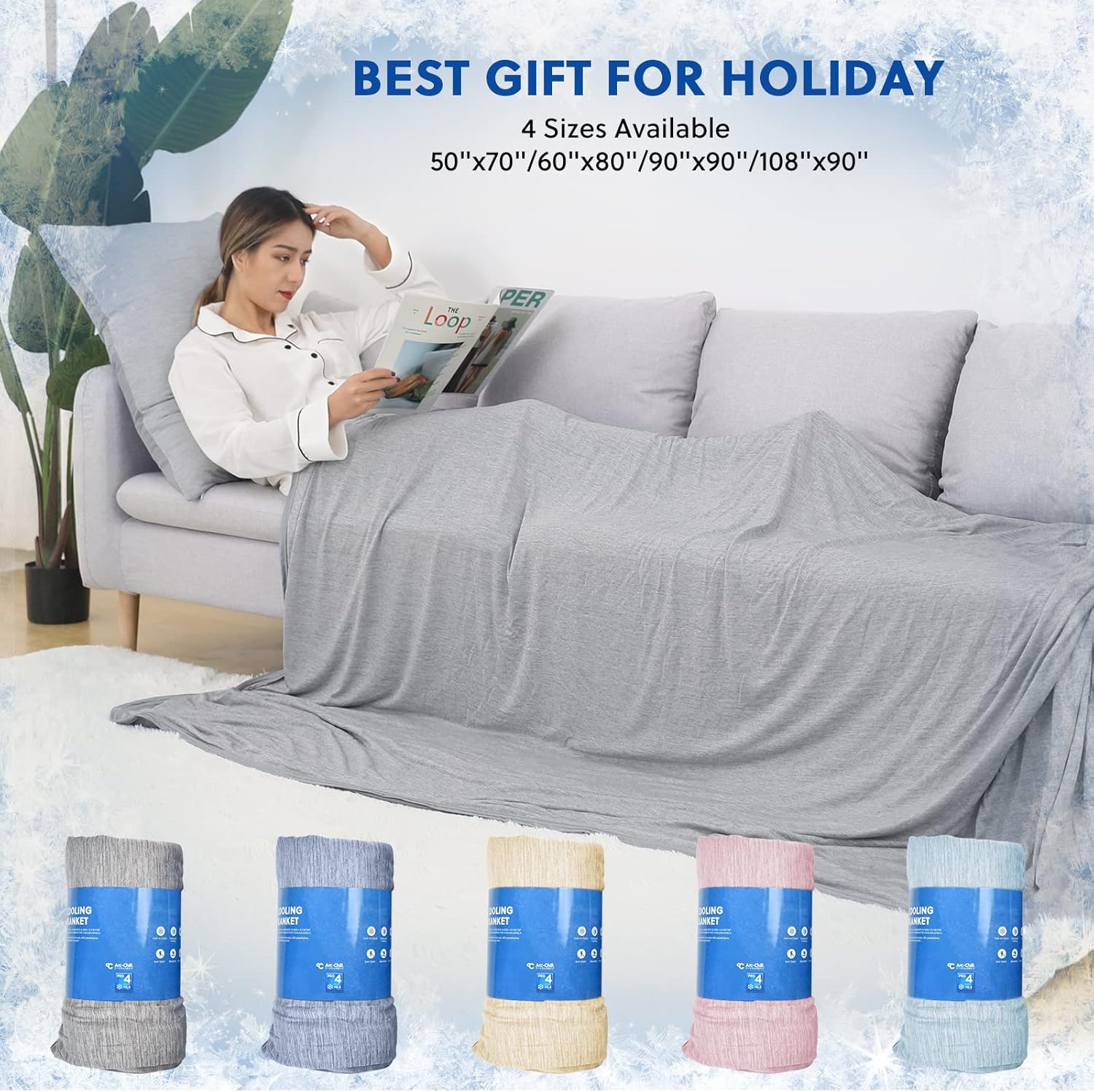 HOMFINE Cooling Blanket for Hot Sleepers - 60x80 inches Grey