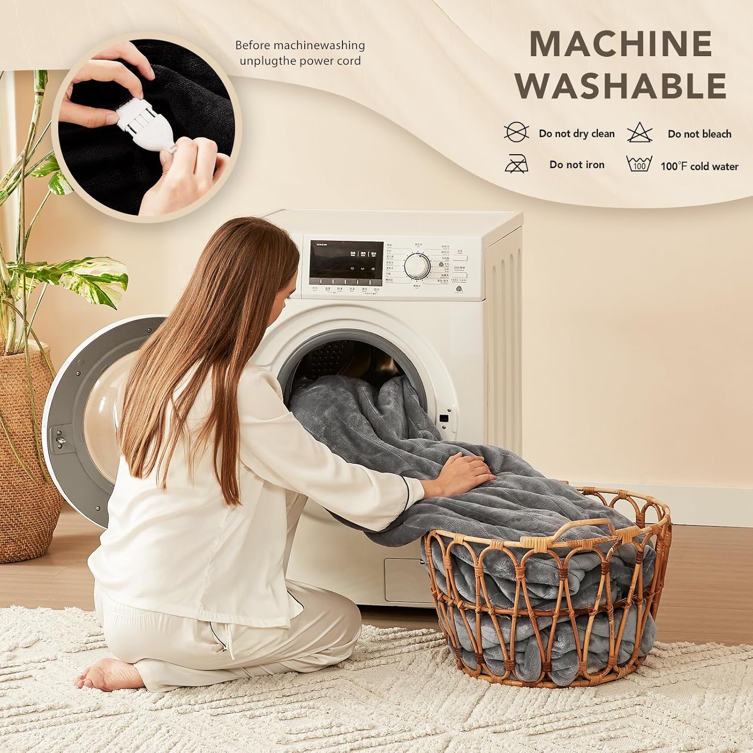 Homemate Electric Heated Blanket Twin - 62x84 Grey