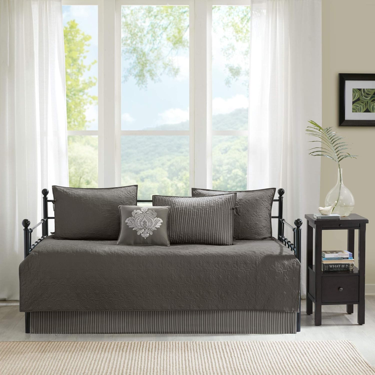 Madison Park Reversible Daybed Cover Set - 6 Piece with Shams and Bedskirt