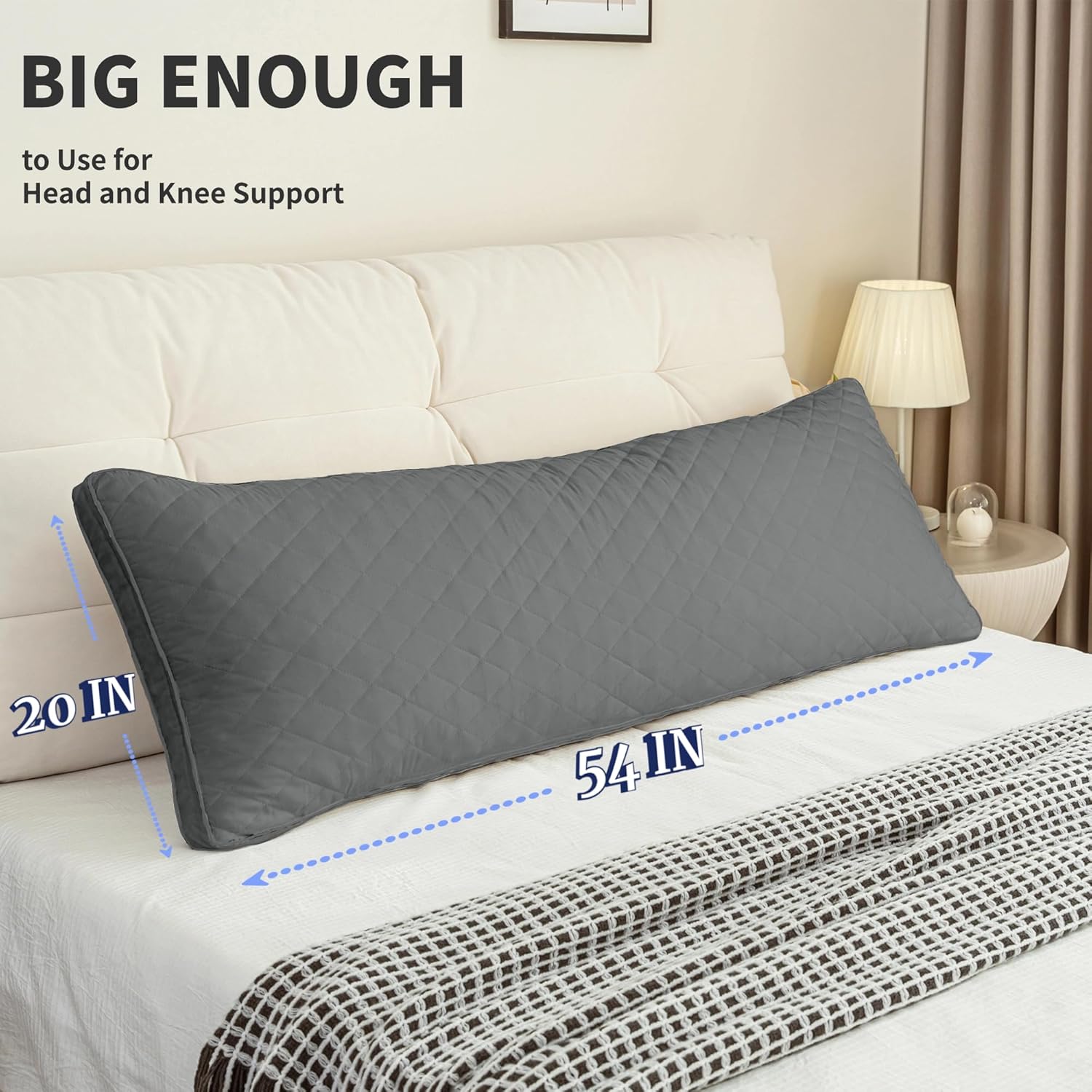 Ubauba Memory Foam Body Pillow - 20x54 Inch Grey 1