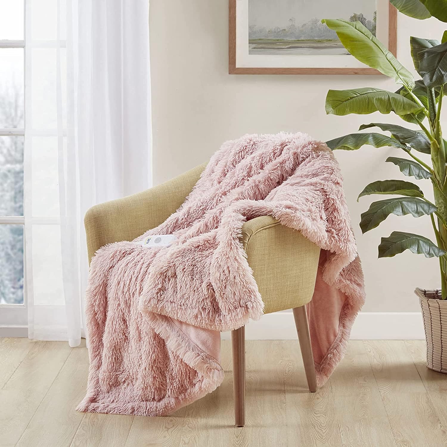 Serta Mila Heated Throw Blanket - 50x60 Inch Soft Faux Fur Electric Blanket
