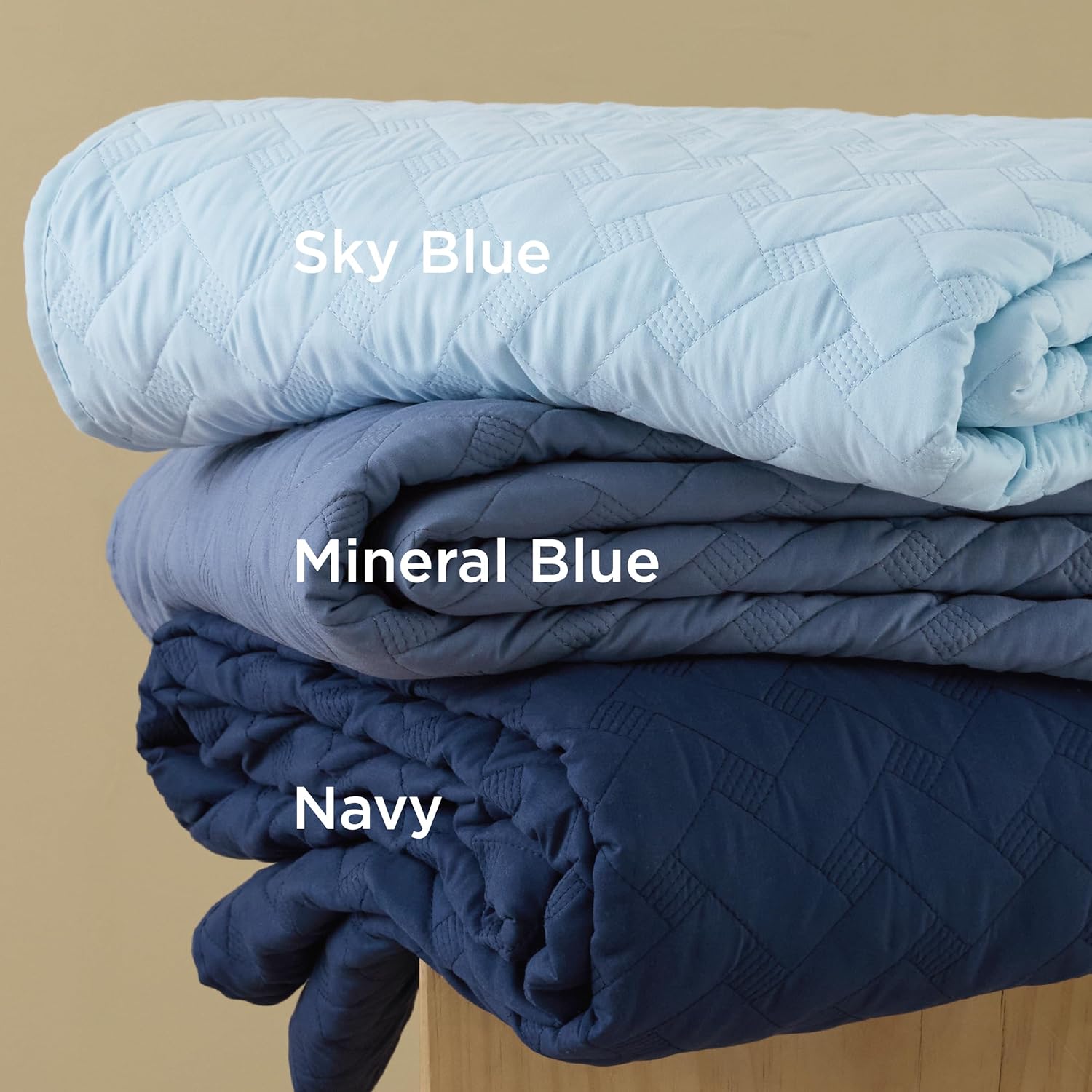 Bedsure Queen Quilt - Lightweight Bedspread with Mineral Blue Basket Weave Pattern Soft Durable