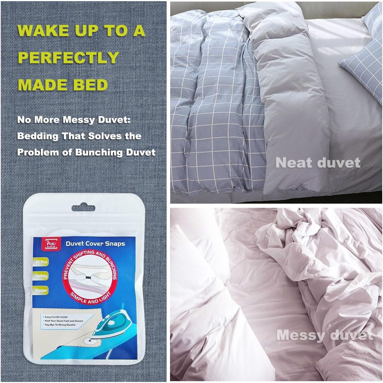 HX AURIZE 16 Pcs Duvet Snaps for Comforter 1
