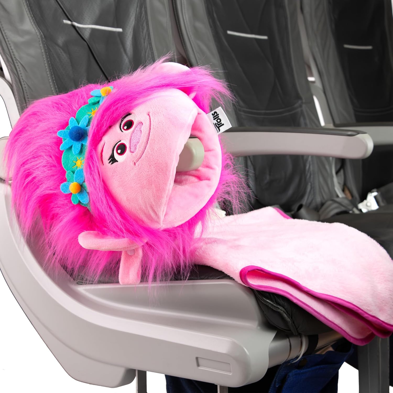 DREAMWORKS TROLLS Armrest Buddy Travel Pillow with Blanket - Queen Poppy 13