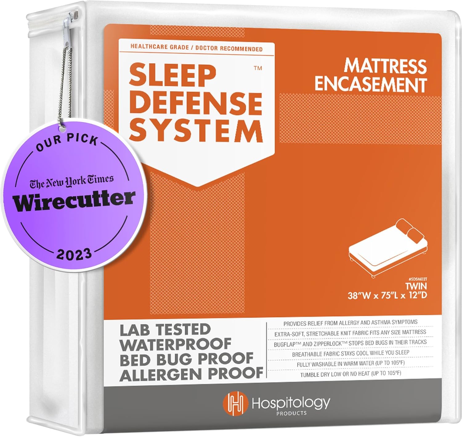 Hospitology Products Zippered Mattress Encasement - Twin