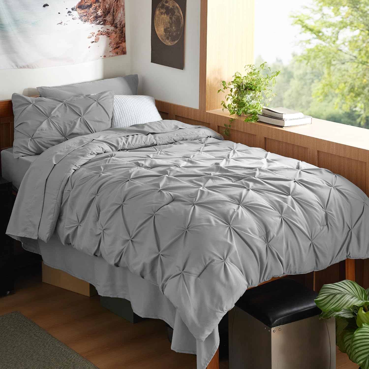 Bedsure Twin XL Comforter Set - 5 Piece Gray Bed in a Bag