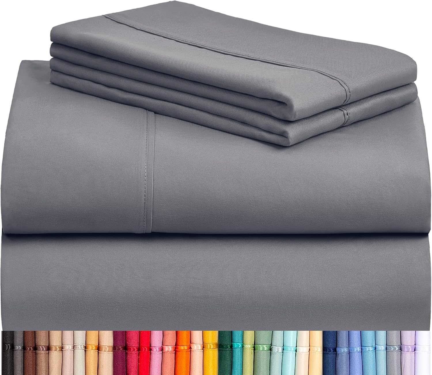 LuxClub 4 PC Queen Sheet Set - Light Grey