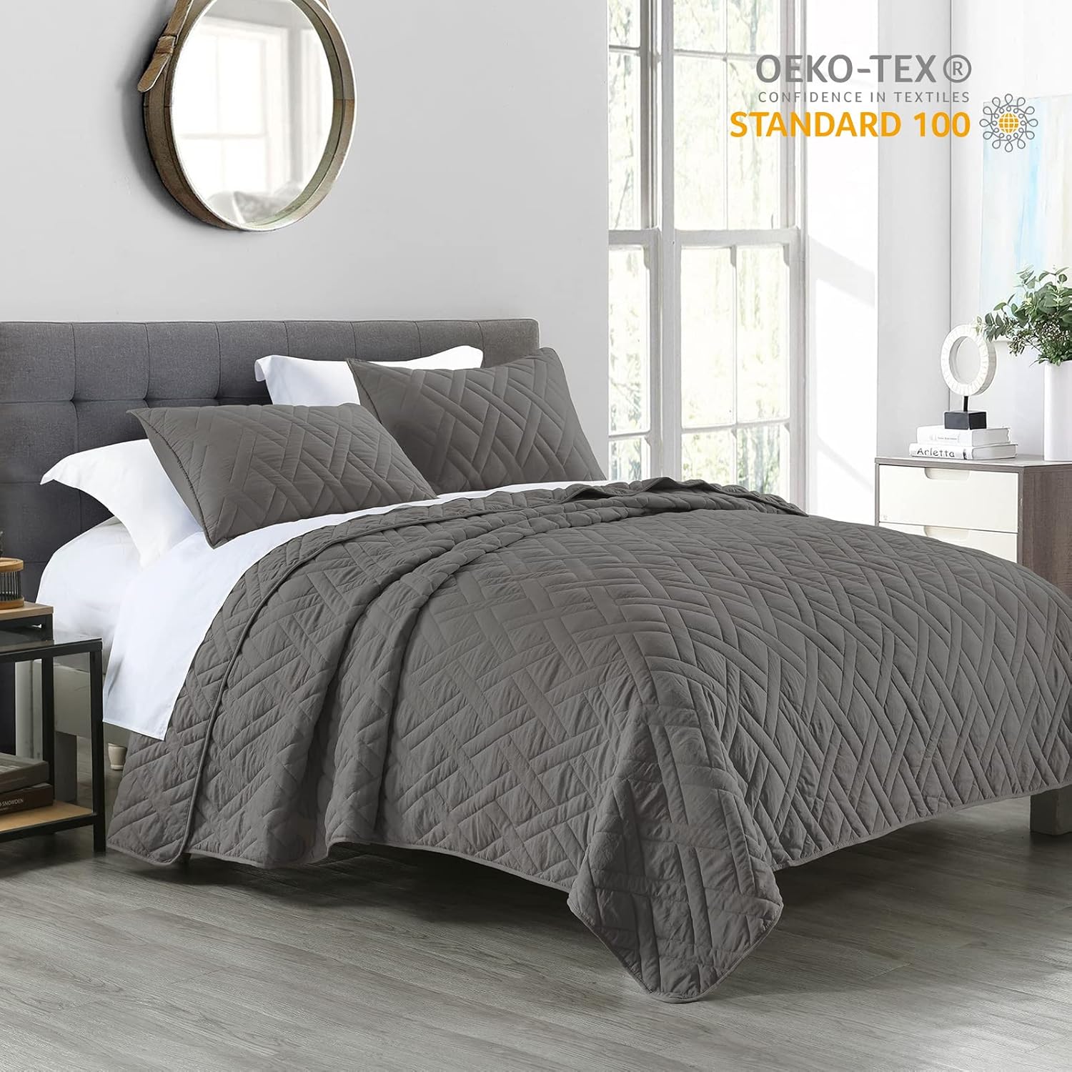 HORIMOTE HOME Queen Size Quilt Set Grey