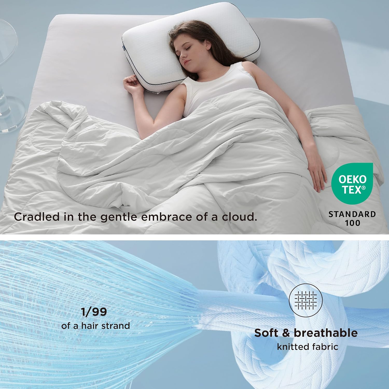 Bedsure Cooling Blanket - Queen Size 90x90 Inches Grey