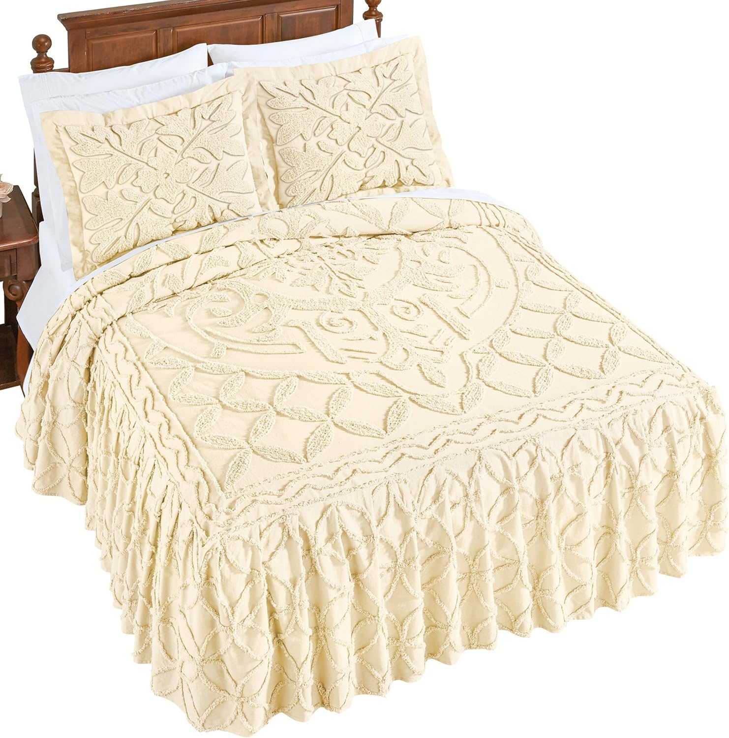 Collections Etc Textured Royal Medallion Chenille Bedspread 1
