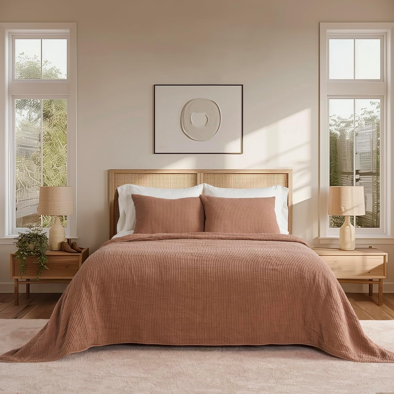 EVERGRACE Cotton Coverlet Set King Size 3 Pieces
