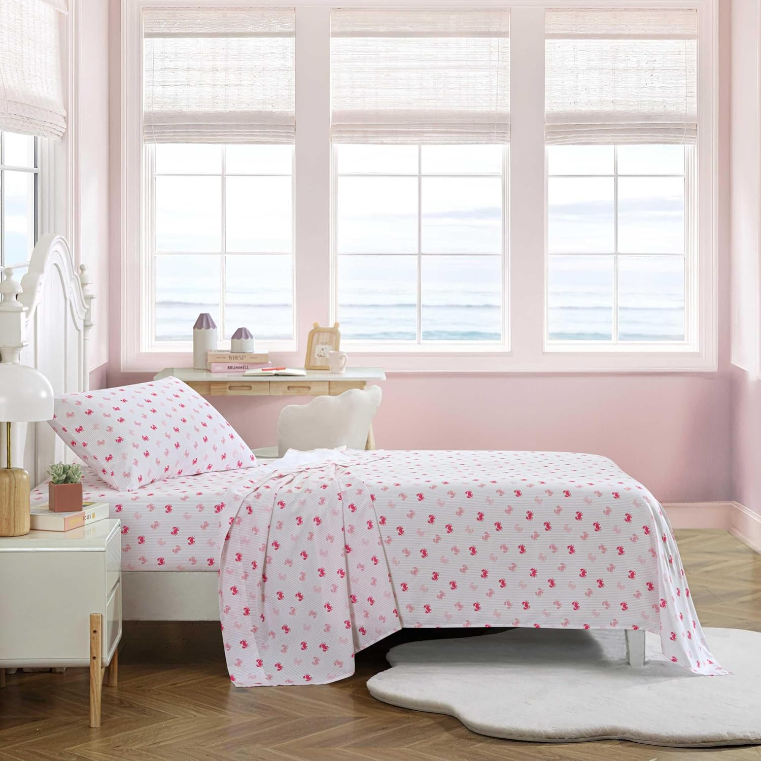 Nautica Kids Twin XL Sheet Set - Axton Crab Pink