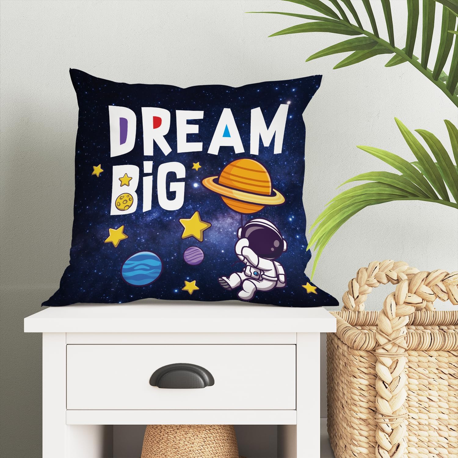 Yuzi-n Space Astronaut Pillow Covers Set of 4 Navy Blue
