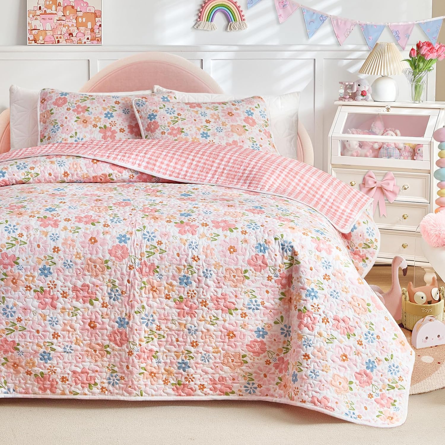 Joyreap 3-Piece Cotton Quilt Set for Girls