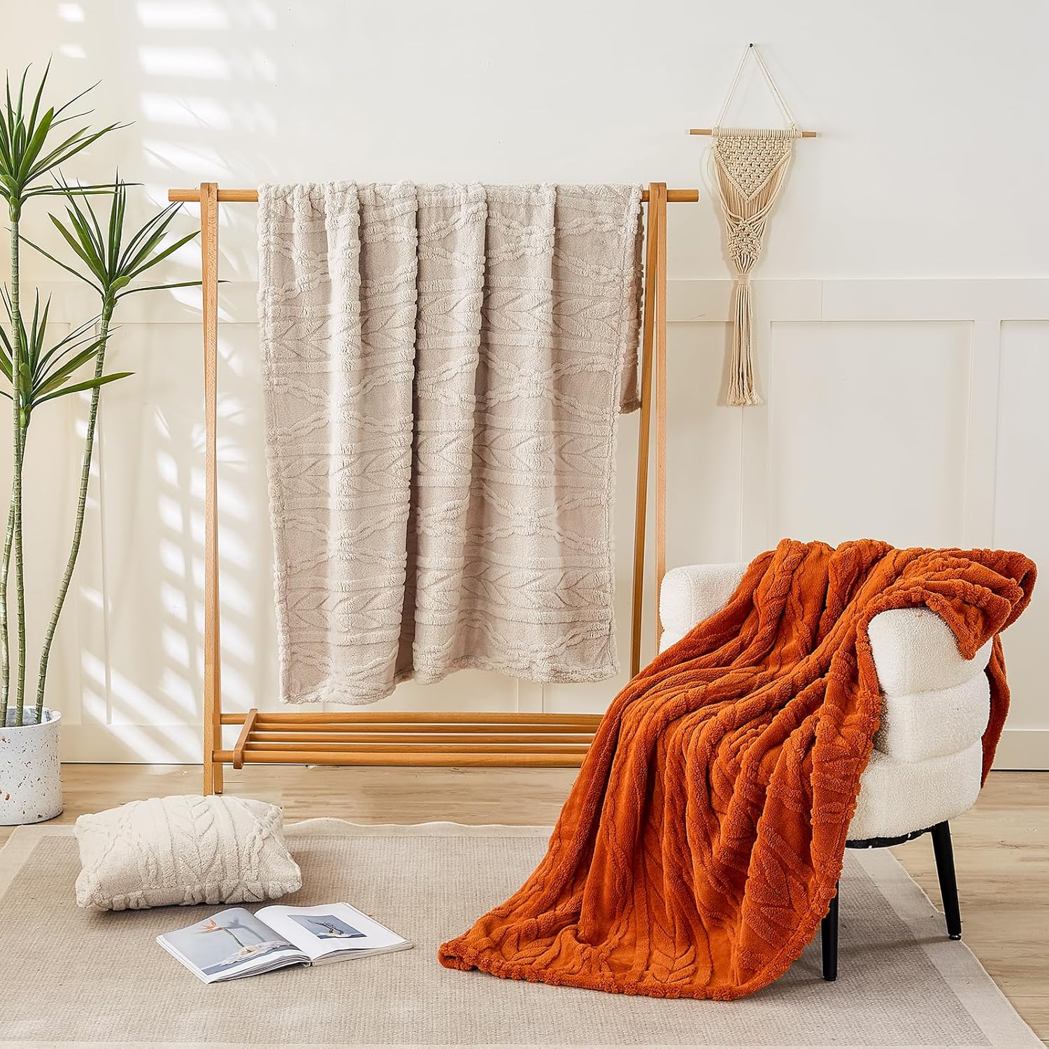 YUSOKI Sherpa Throw Blanket - 3D Stylish Design 50x65 Inches