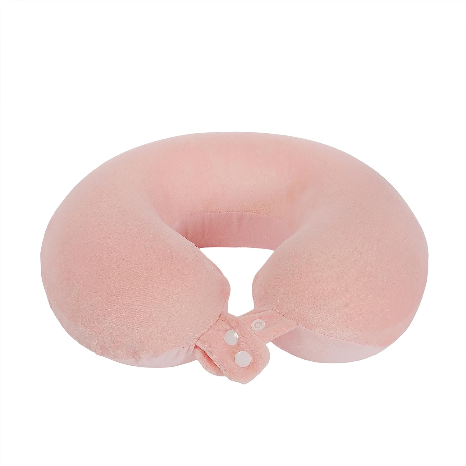 Makimoo Travel Neck Pillow with Memory Foam and Snap Adjustments Pink