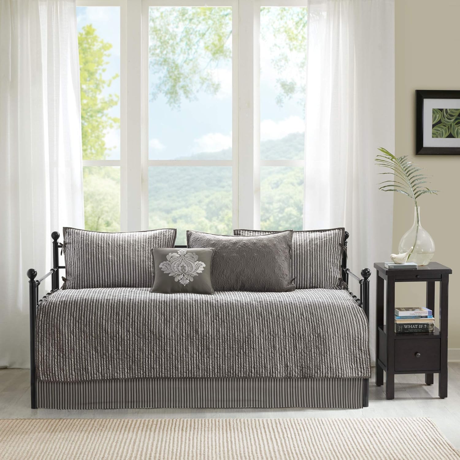 Madison Park Reversible Daybed Cover Set - 6 Piece with Shams and Bedskirt
