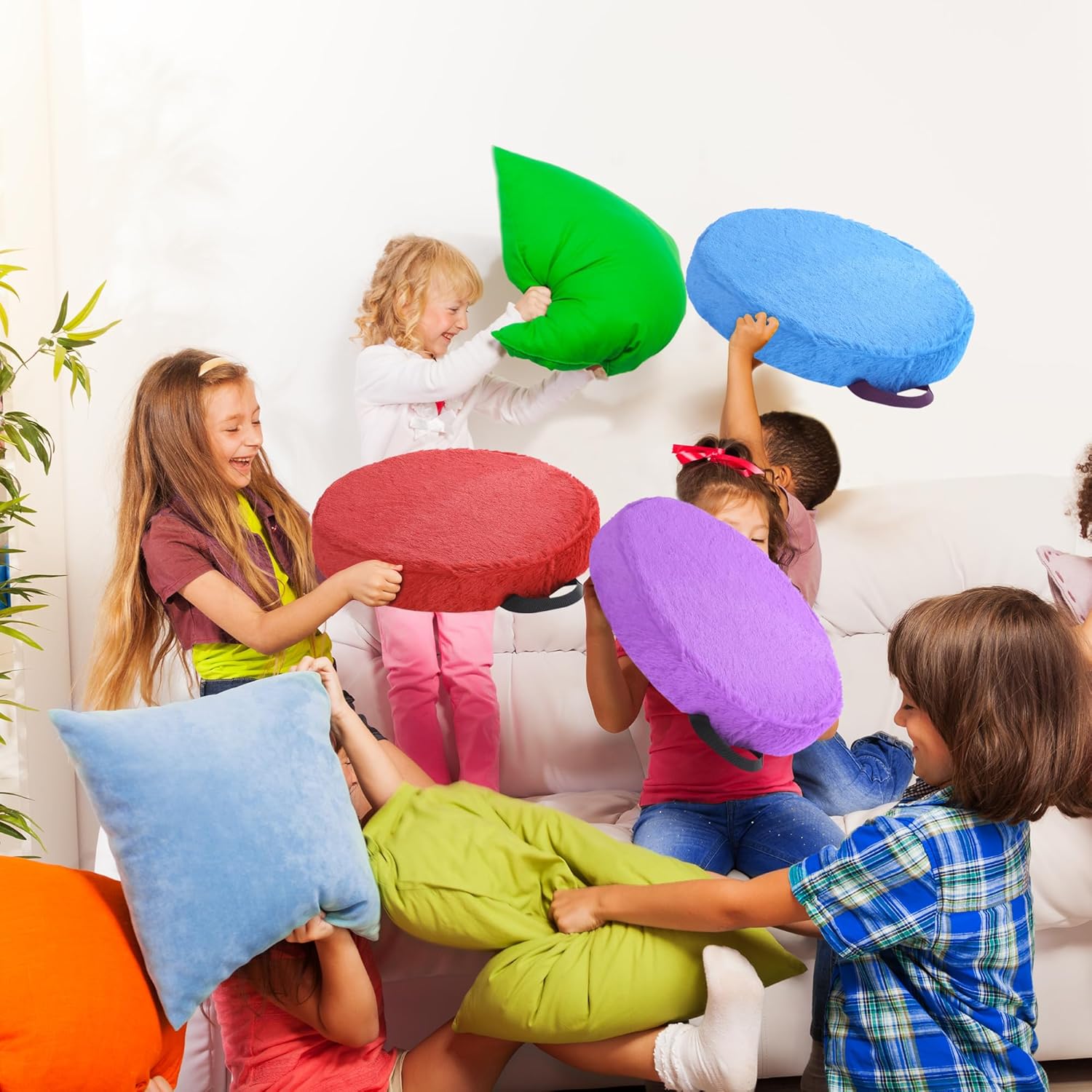 HOMBYS 6-Piece Furry Floor Cushion for Kids and Toddlers