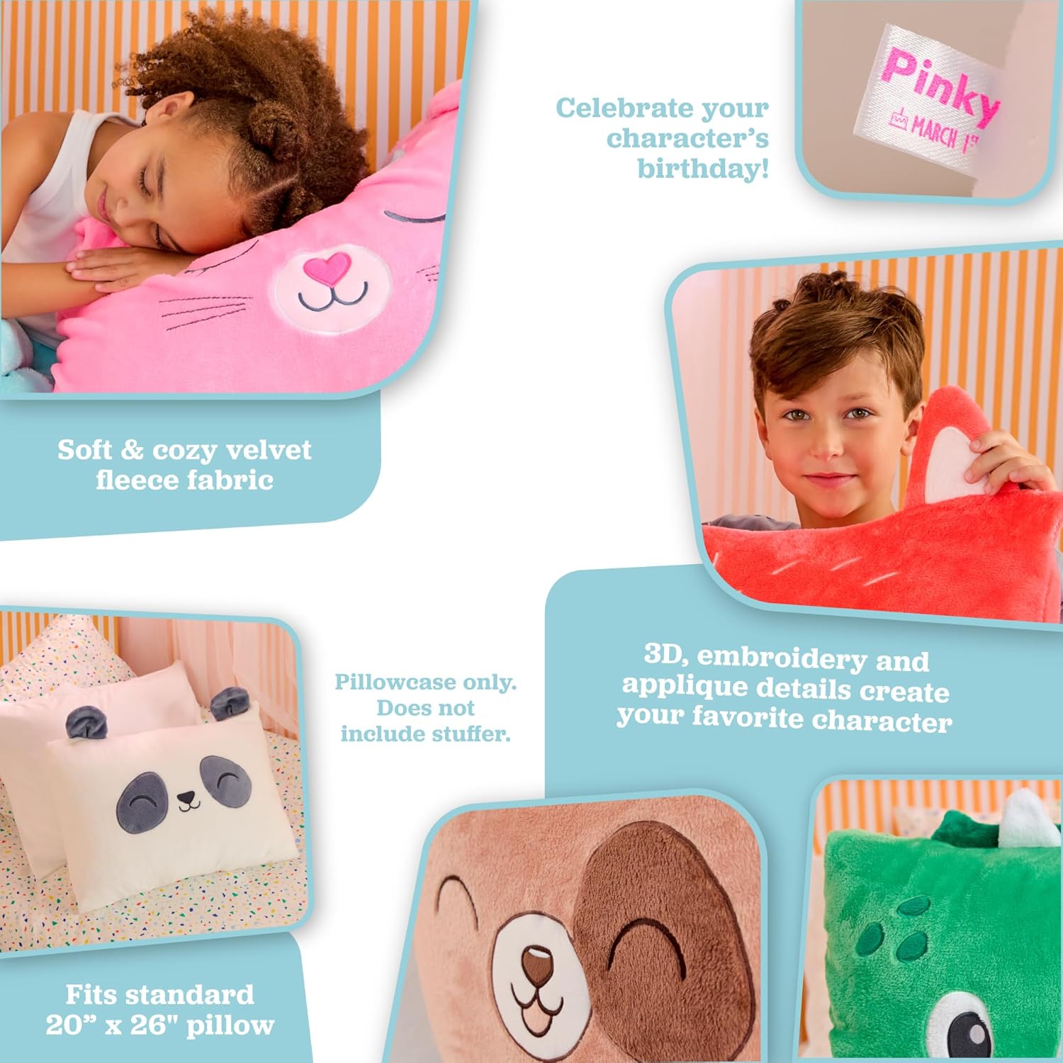 Saint Eve Strawberry The Cat Fuzzy Pillow Case