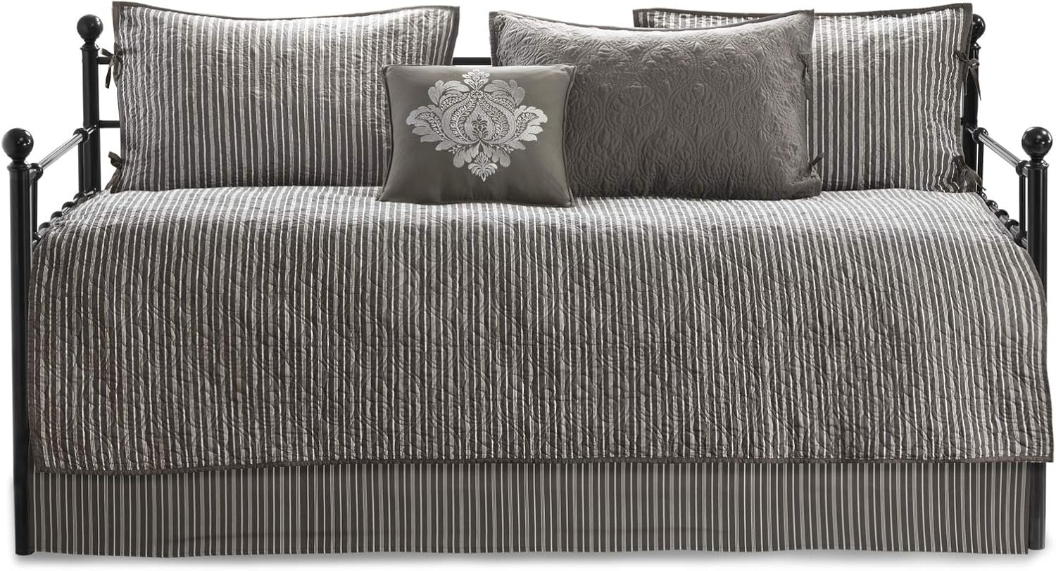 Madison Park Reversible Daybed Cover Set - 6 Piece with Shams and Bedskirt