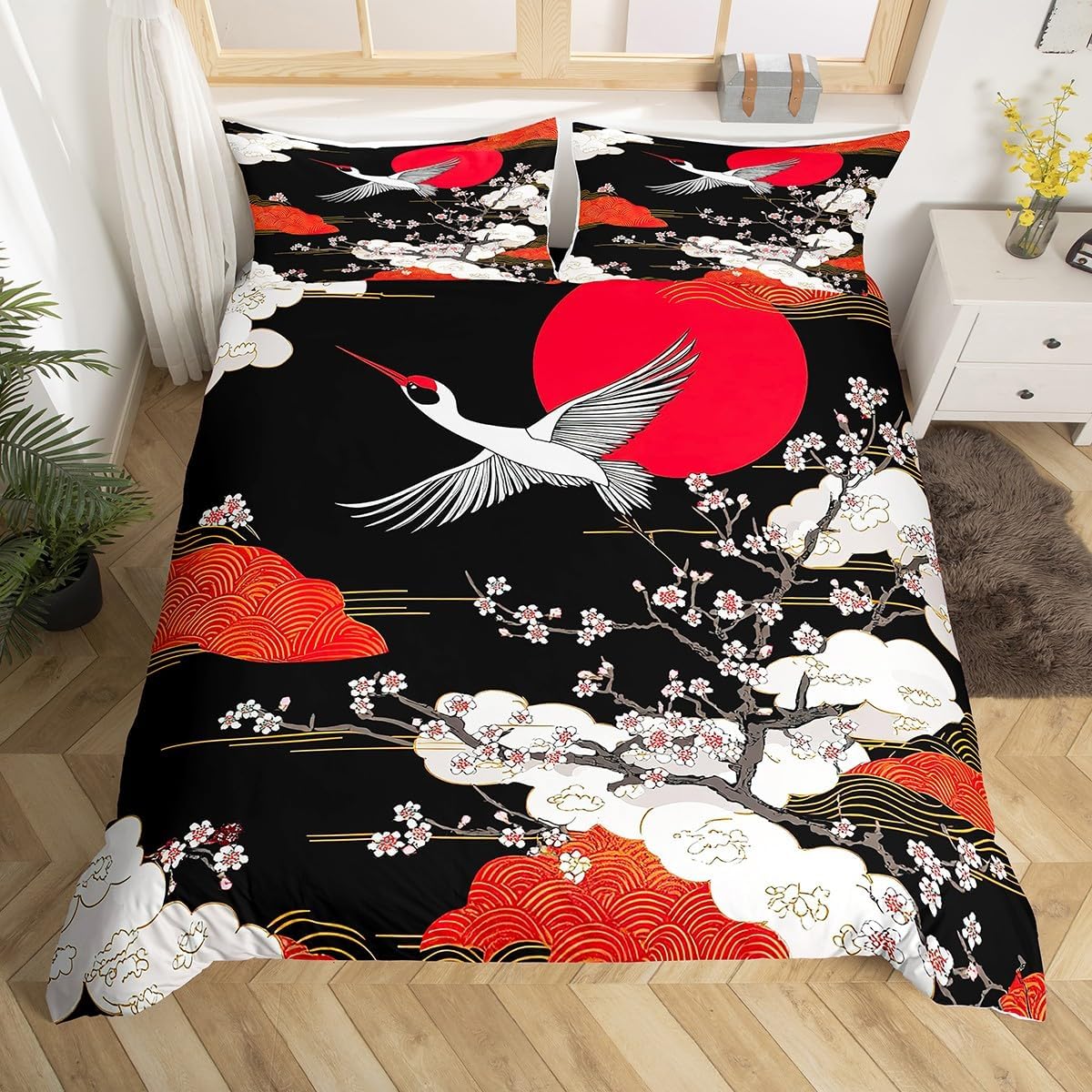 Feelyou Cherry Blossoms Duvet Cover Set King Size