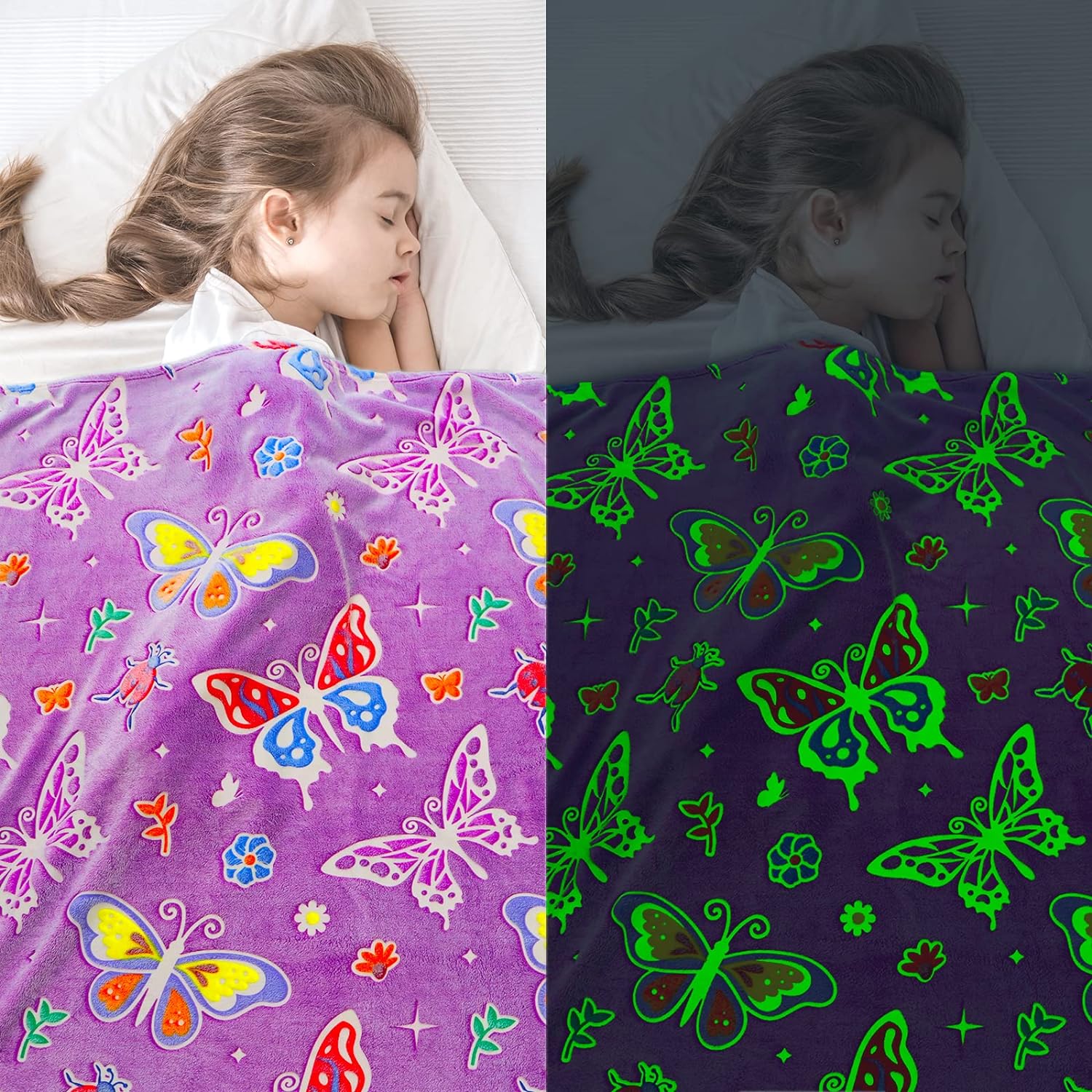 Glow in the Dark Butterfly Blanket for Girls and Kids
