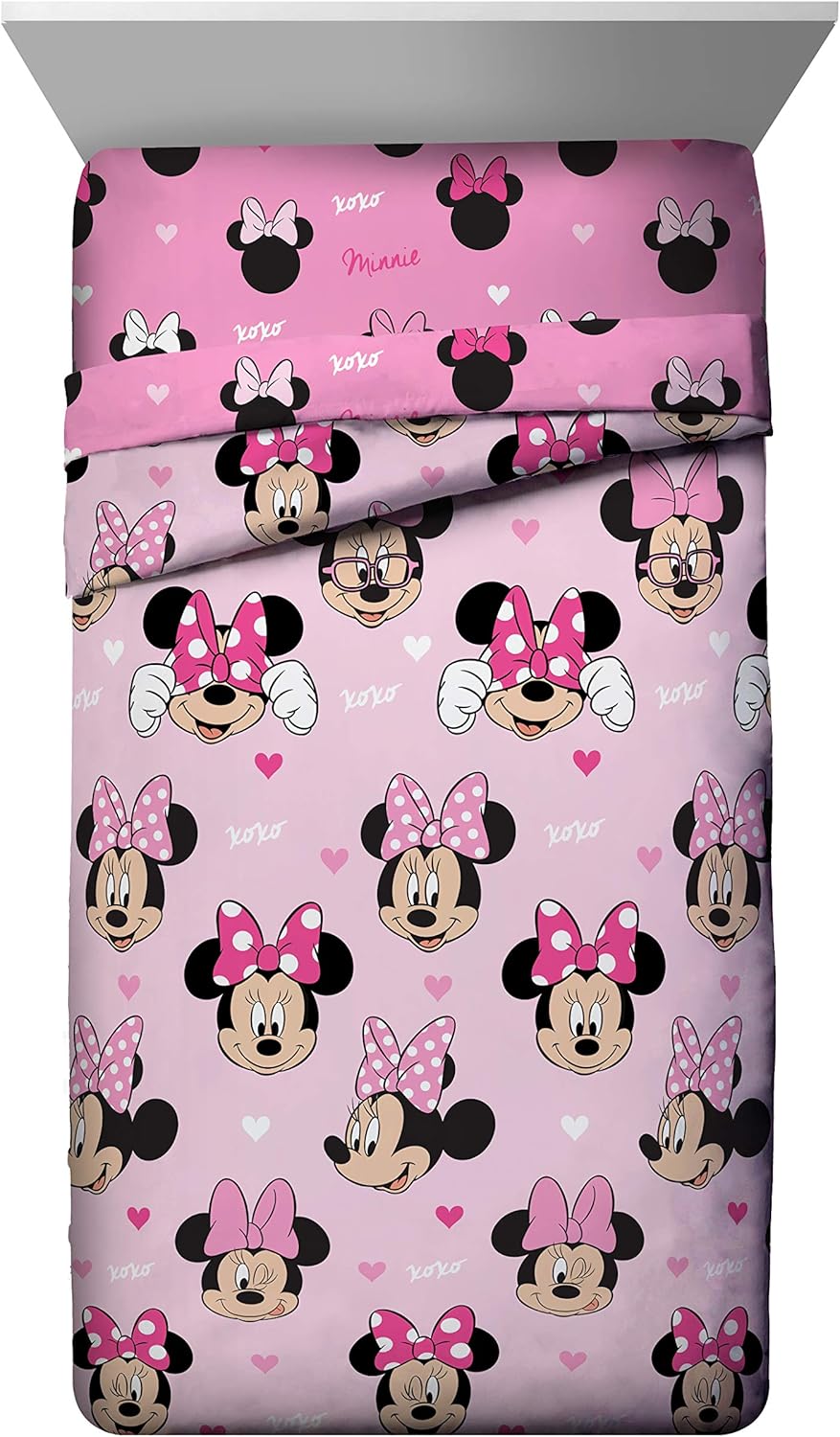 Jay Franco Kids Comforter - Reversible Microfiber Fill Pink Minnie Mouse Twin