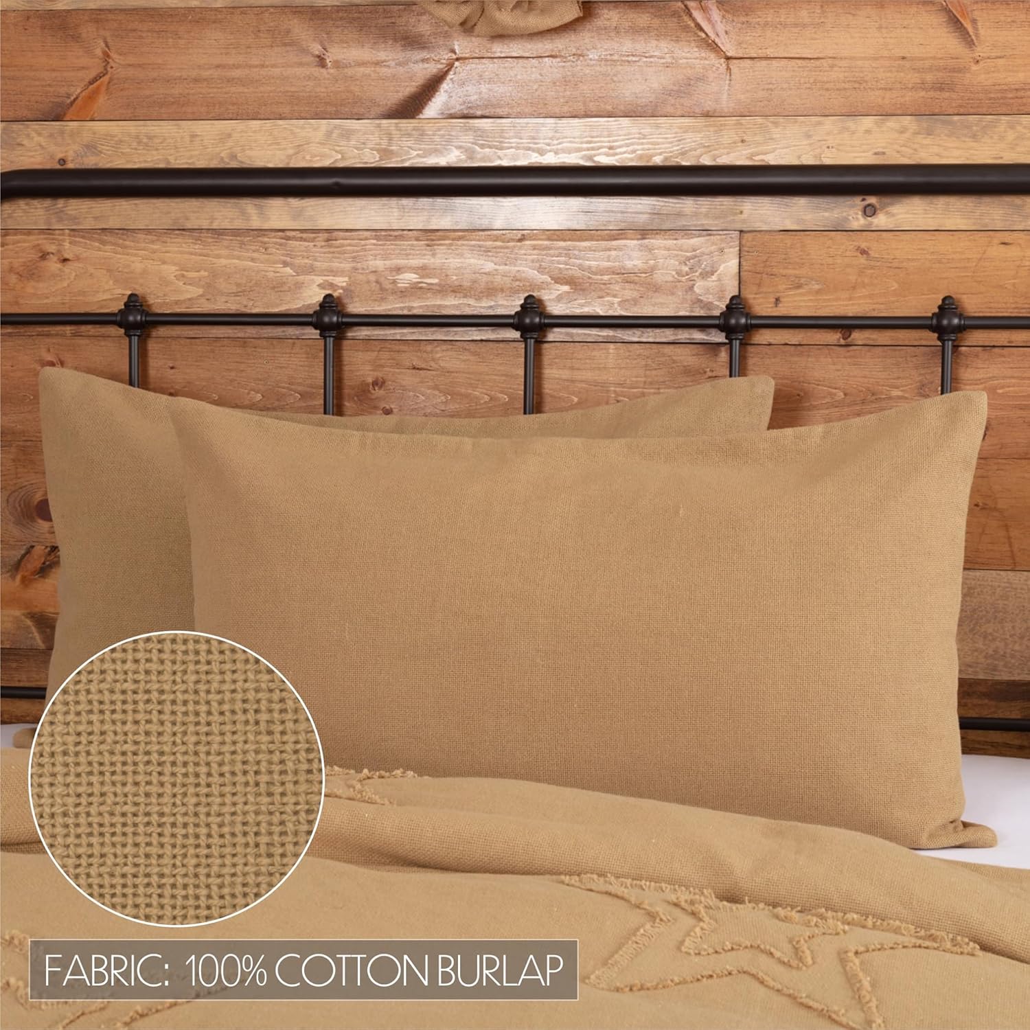VHC Brands Burlap King Sham 21x37 Tan 1