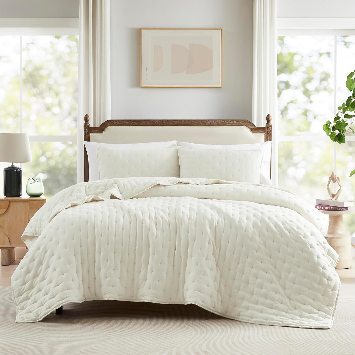 WDCOZY Ivory Cloud Cal King Quilt Bedding Set 1