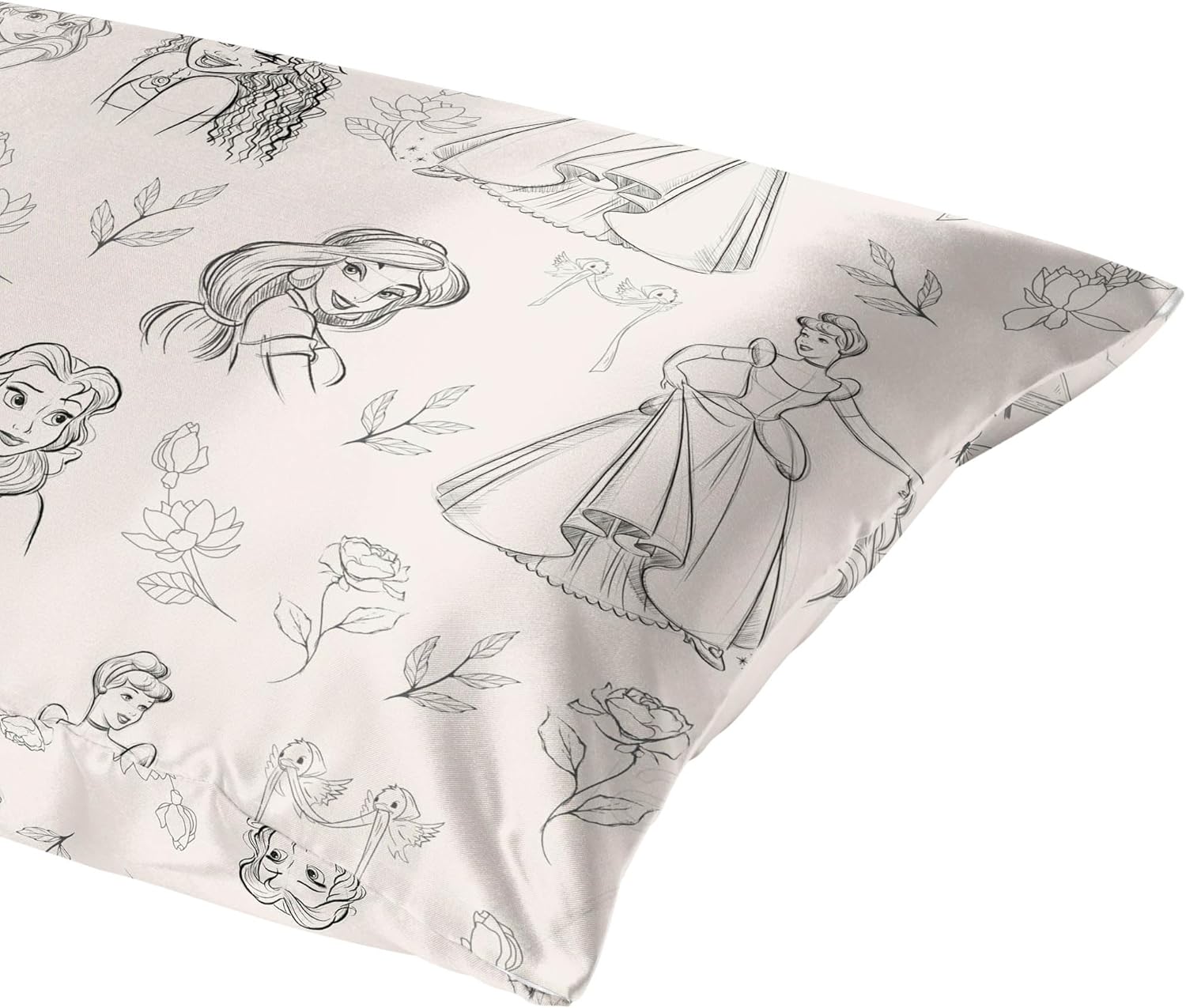 Jay Franco Disney Princess Satin Pillowcase - 20x30 Inch Beige