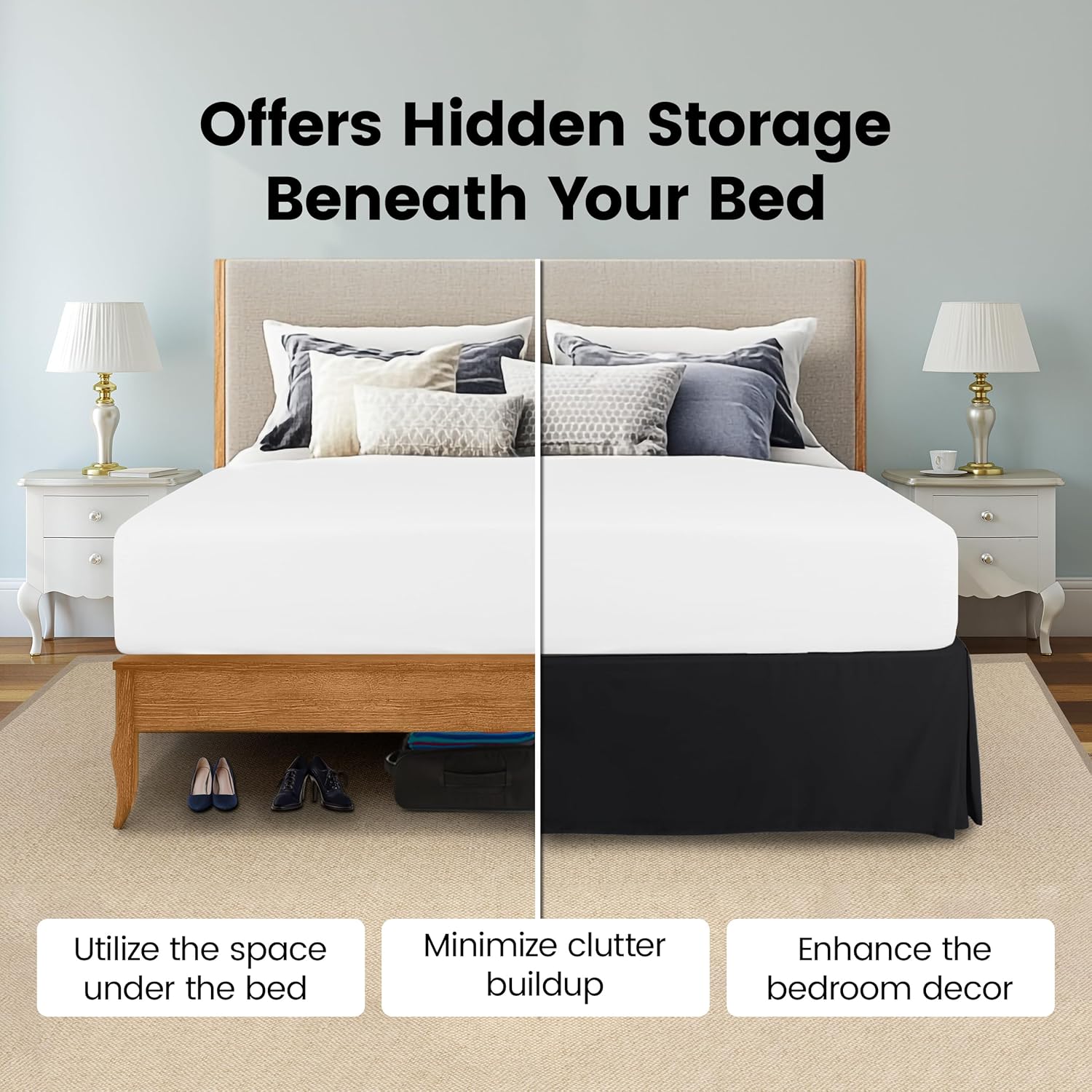 Utopia Bedding Twin Bed Skirt - Black Soft Ruffle 15 Inch Drop