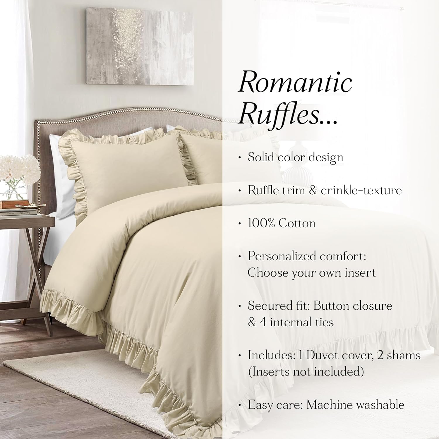 Lush Decor Reyna Ruffle Blanket King Size Wheat