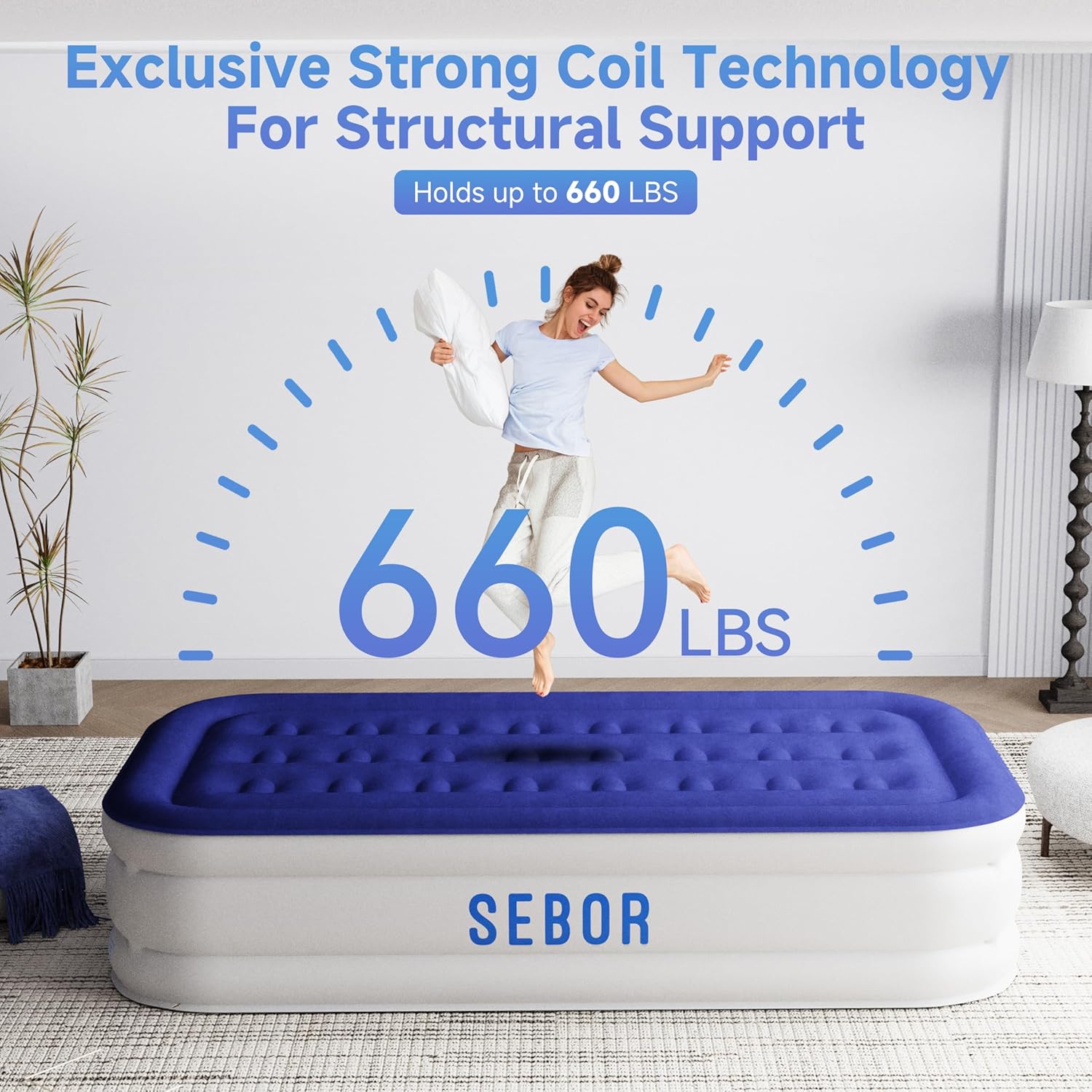Sebor Air Mattress Twin with Built-in Pump 18