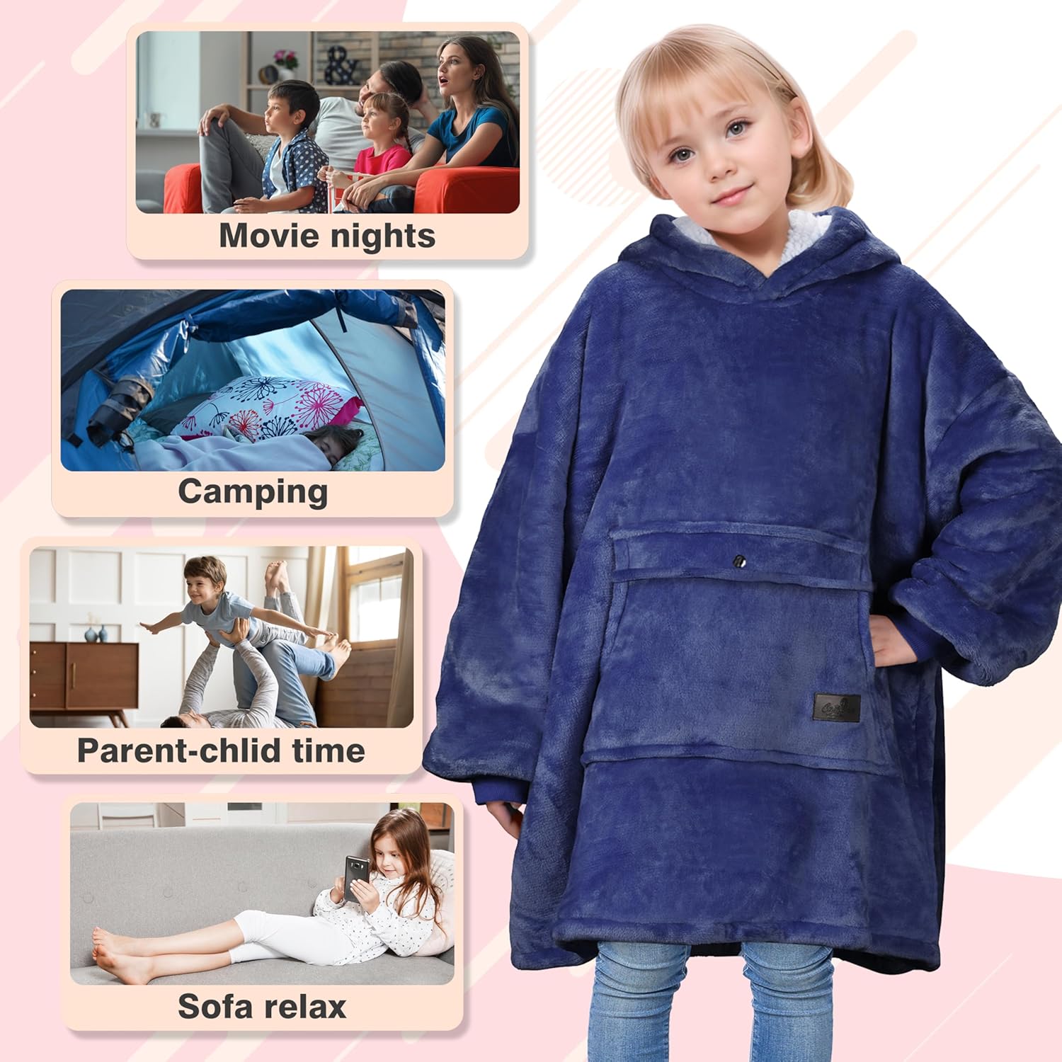 Catalonia Cozy Reversible Sherpa Hoodie for Kids