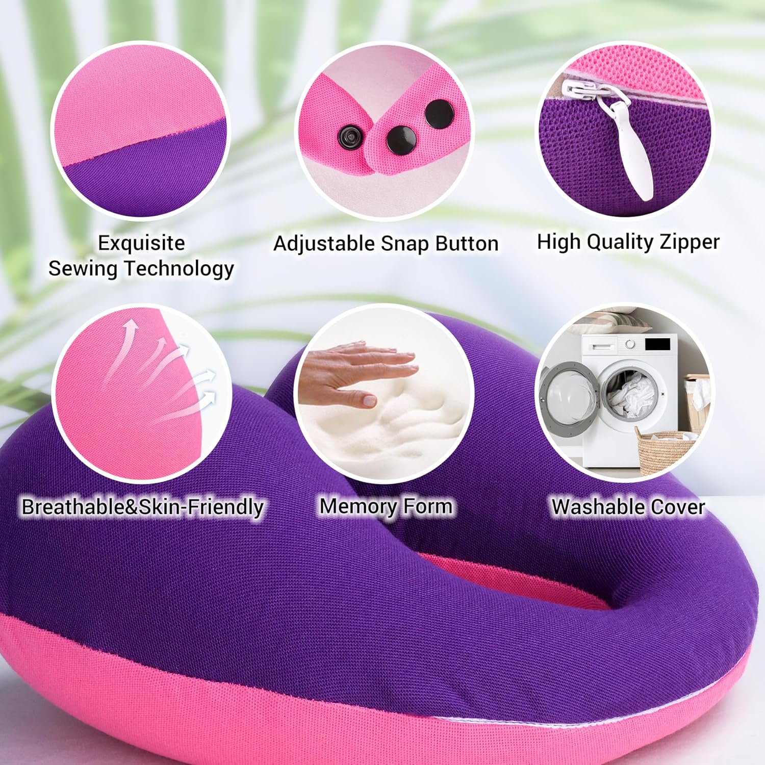 COOLBEBE Kids Travel Neck Pillow Pinkish Purple