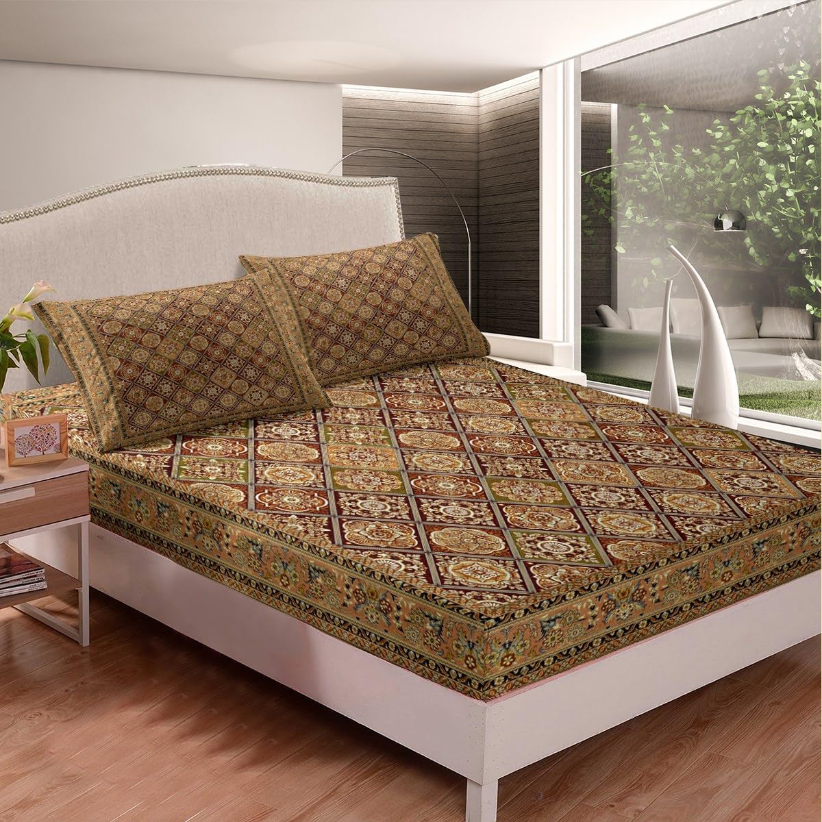 Feelyou Boho Paisley Fitted Sheet Twin Size Kids Bedding Set
