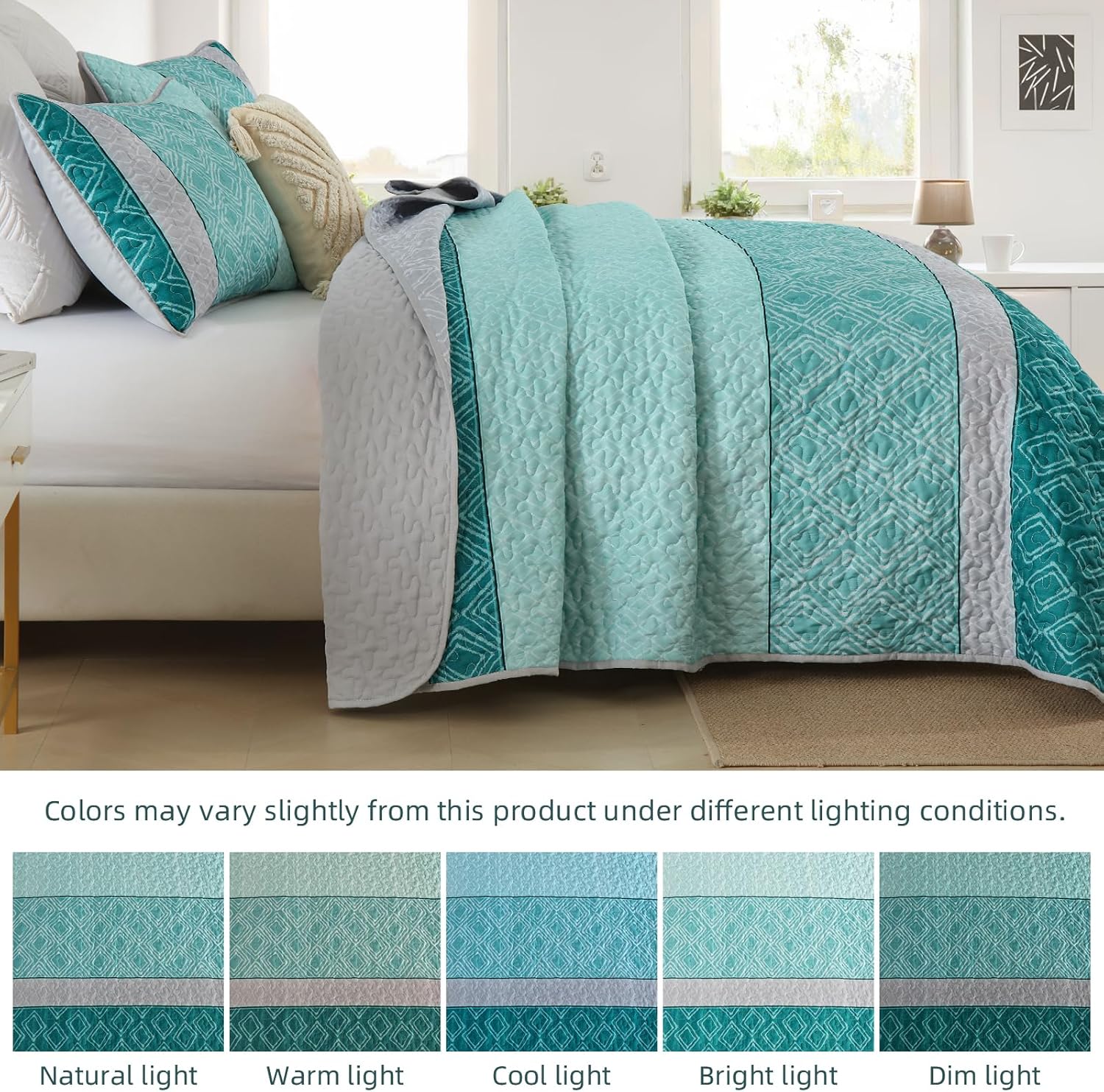 Cottolester Teal Quilt Set Queen Size 1