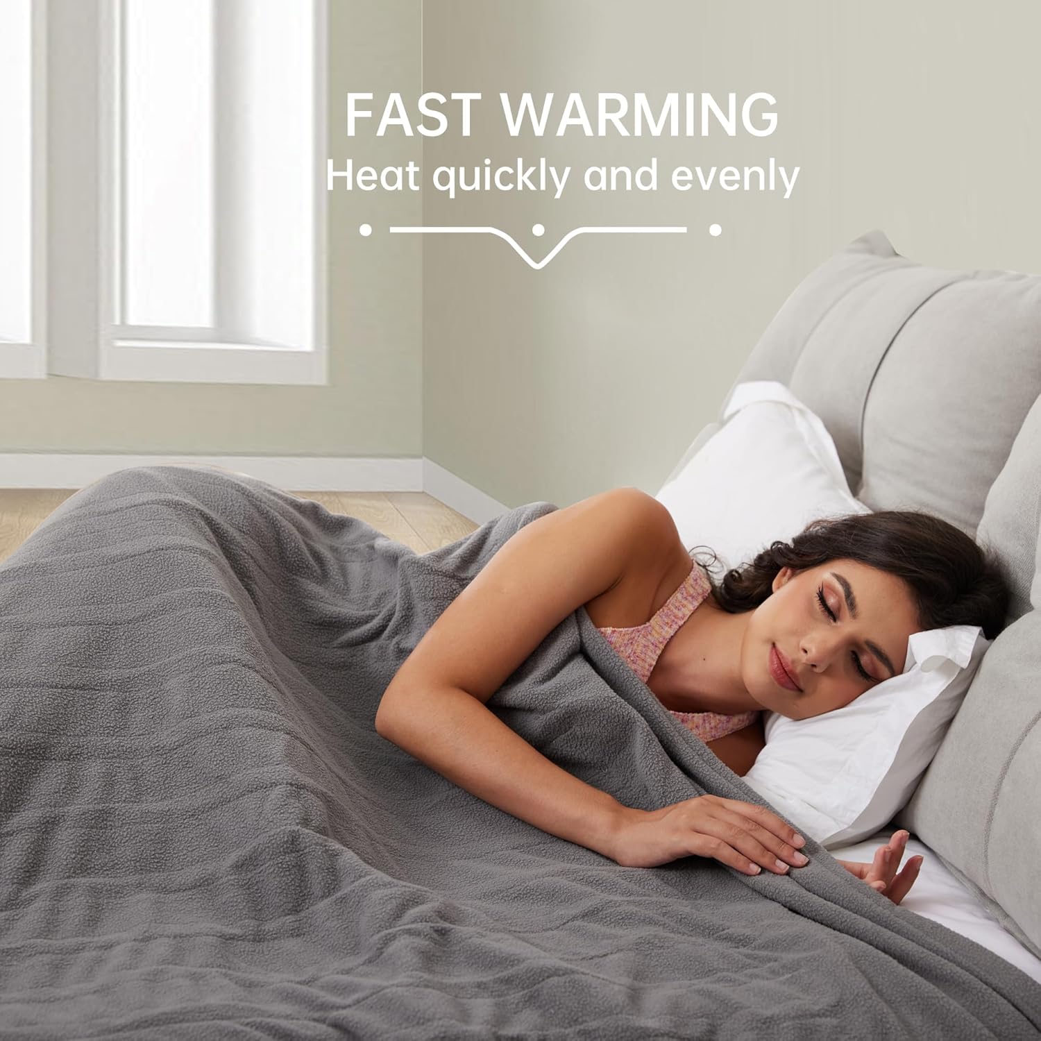 McJaw Electric Heated Blanket 72x84 Ash Grey
