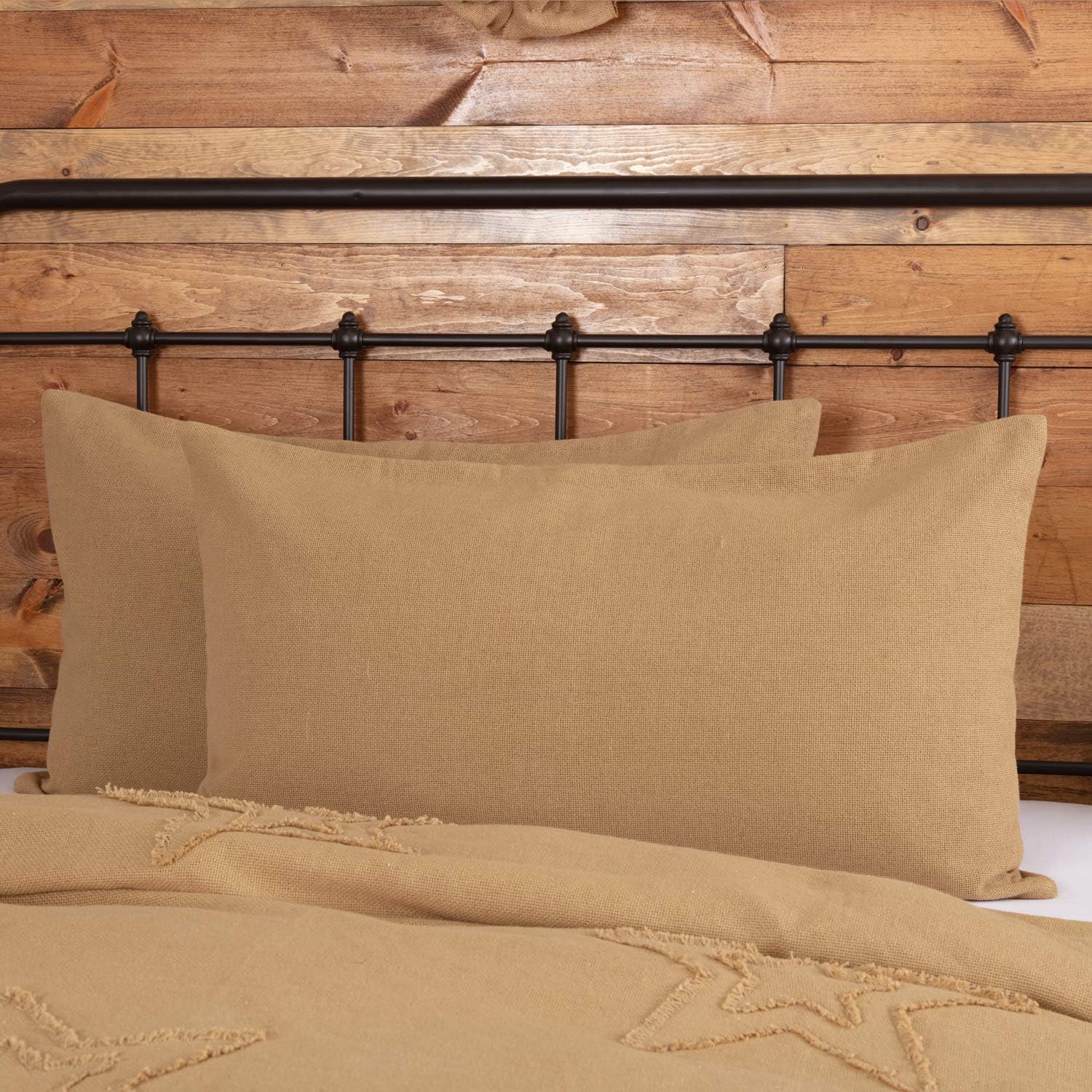 VHC Brands Burlap King Sham 21x37 Tan 1