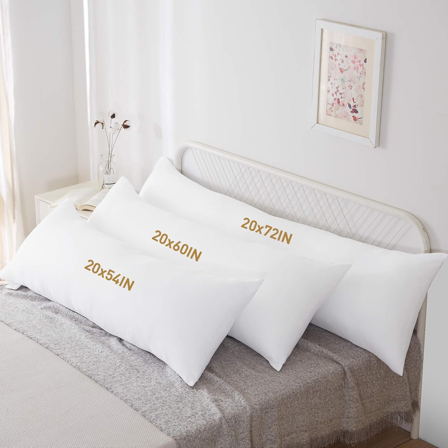 Acanva Fluffy Body Pillow Insert 20x72 White