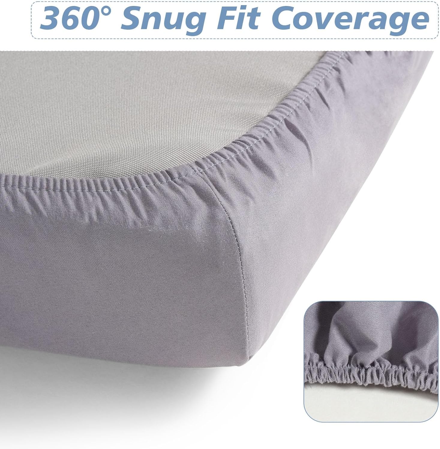 URZGU Twin Fitted Sheet Gray 6 Ultra Soft Breathable