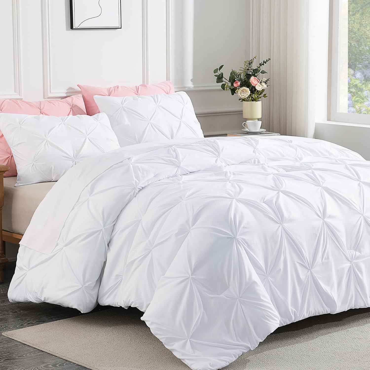 Andency White Queen Comforter Set 3 Piece