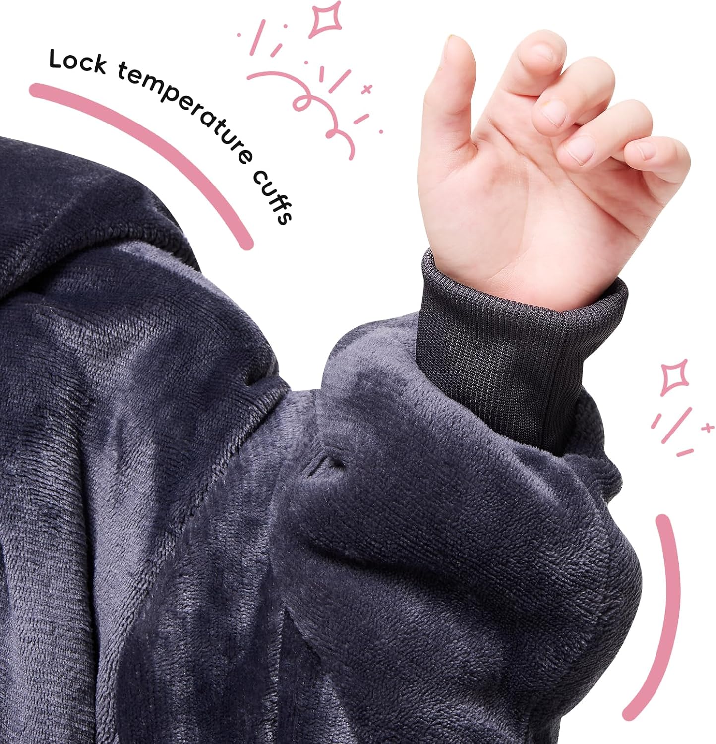 yescool Wearable Blanket Hoodie for Kids One Size Grey