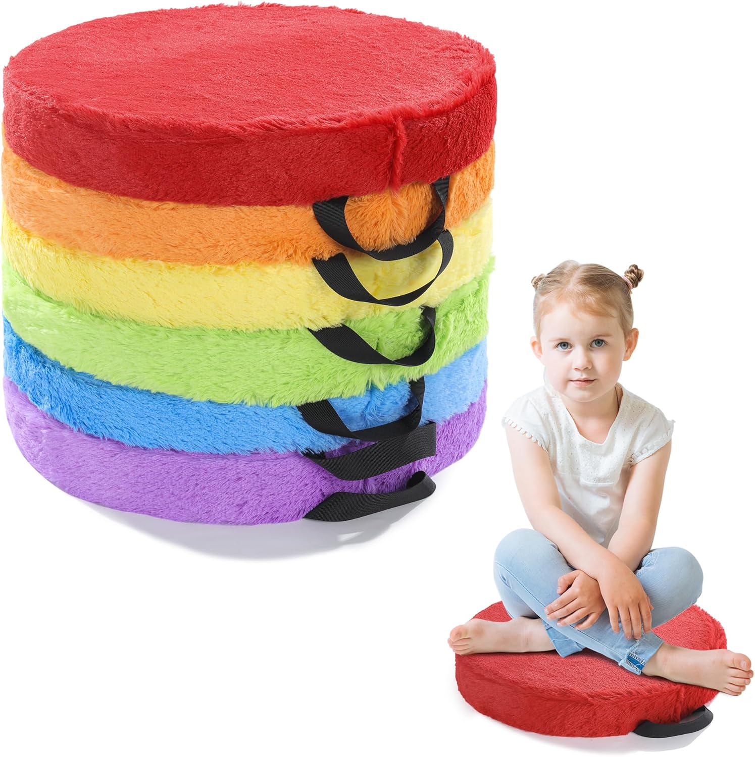 HOMBYS 6-Piece Furry Floor Cushion for Kids and Toddlers