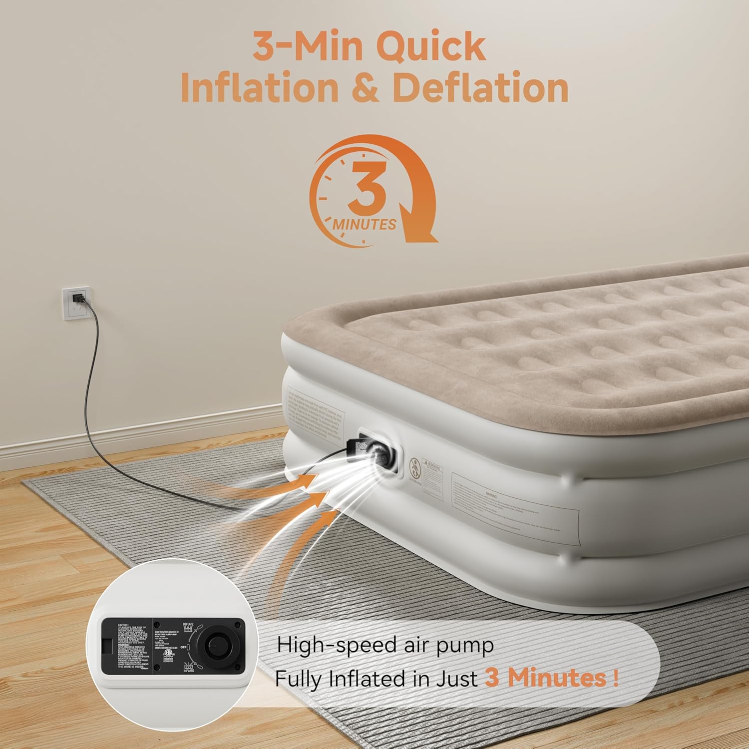 Sebor Air Mattress Twin with Built-in Pump 18 Inch 1