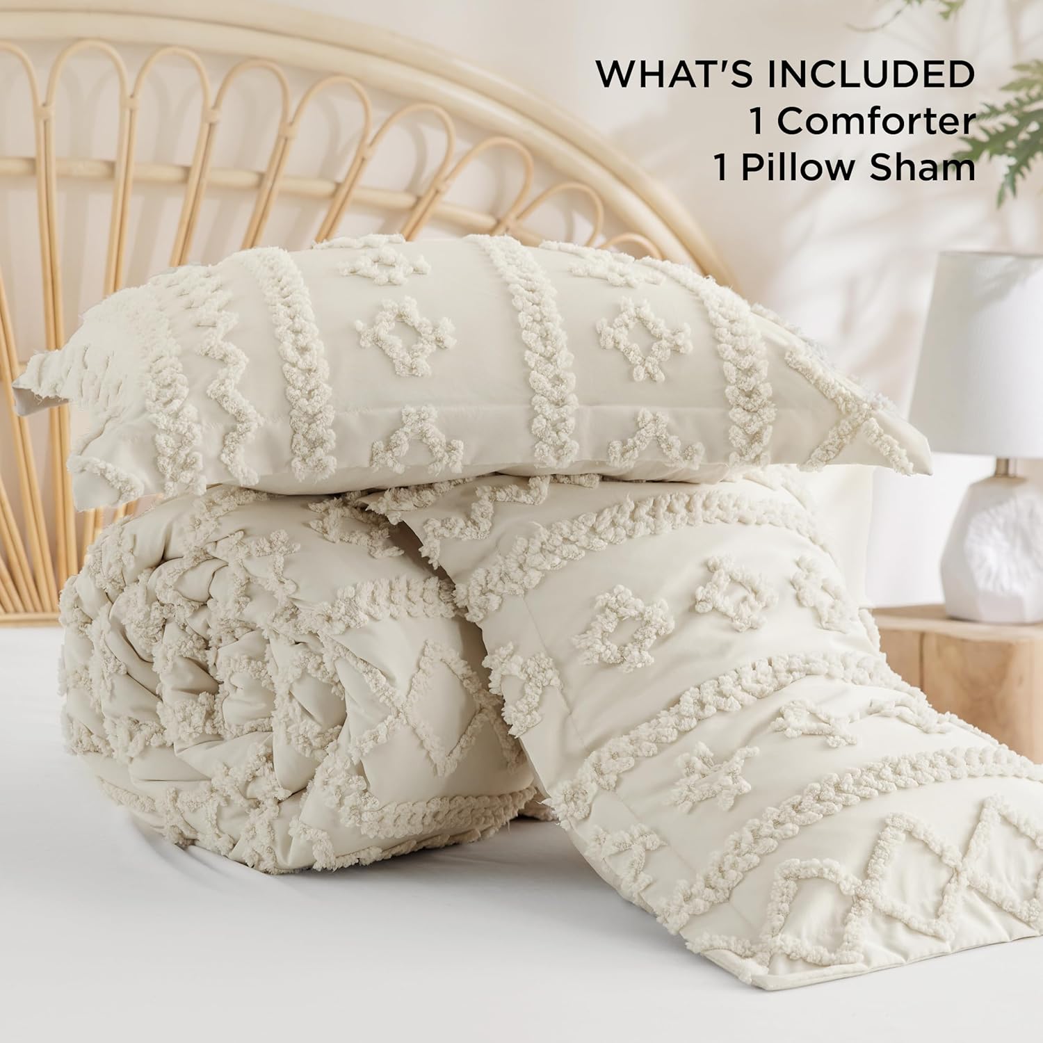 Bedsure Tufted Boho Comforter Set Twin Size