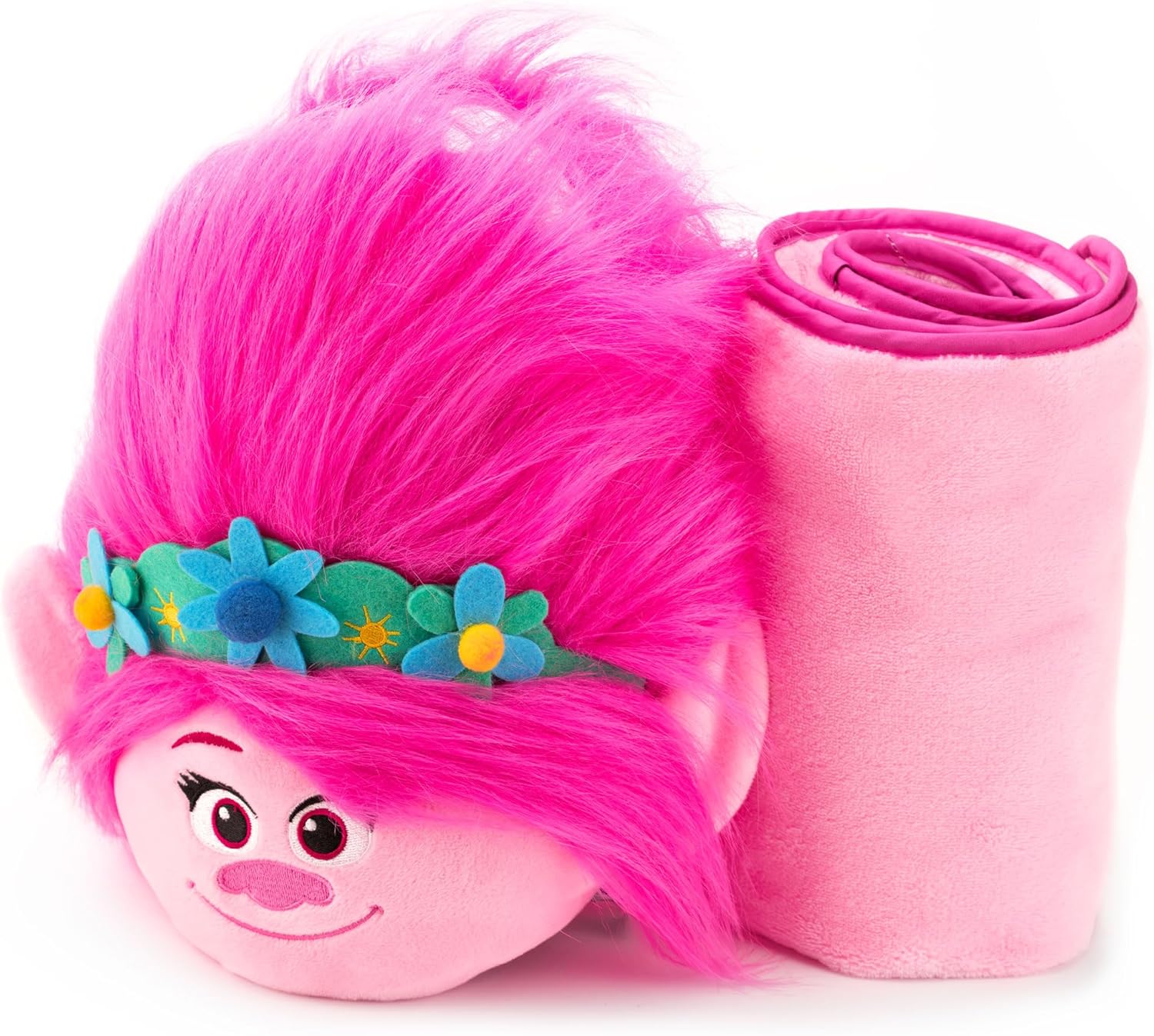 DREAMWORKS TROLLS Armrest Buddy Travel Pillow with Blanket - Queen Poppy 13