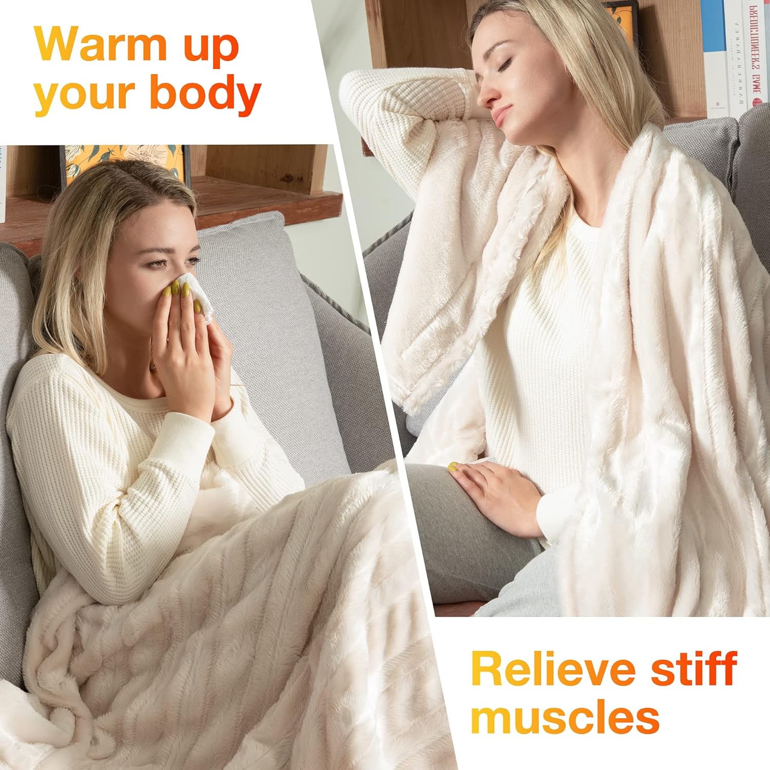 WOOMER Electric Heated Throw Blanket with 4 Heating Levels 1